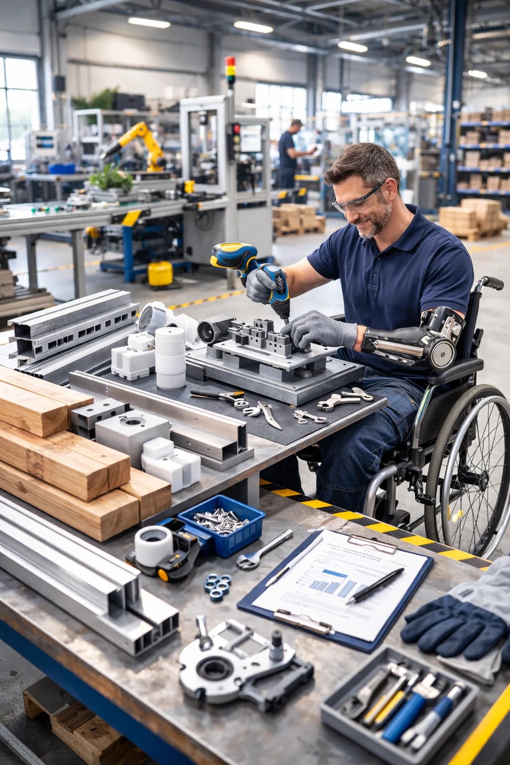 Five hands hold each other, symbolizing inclusion and support. The hands imply different ages, genders and skin tones.